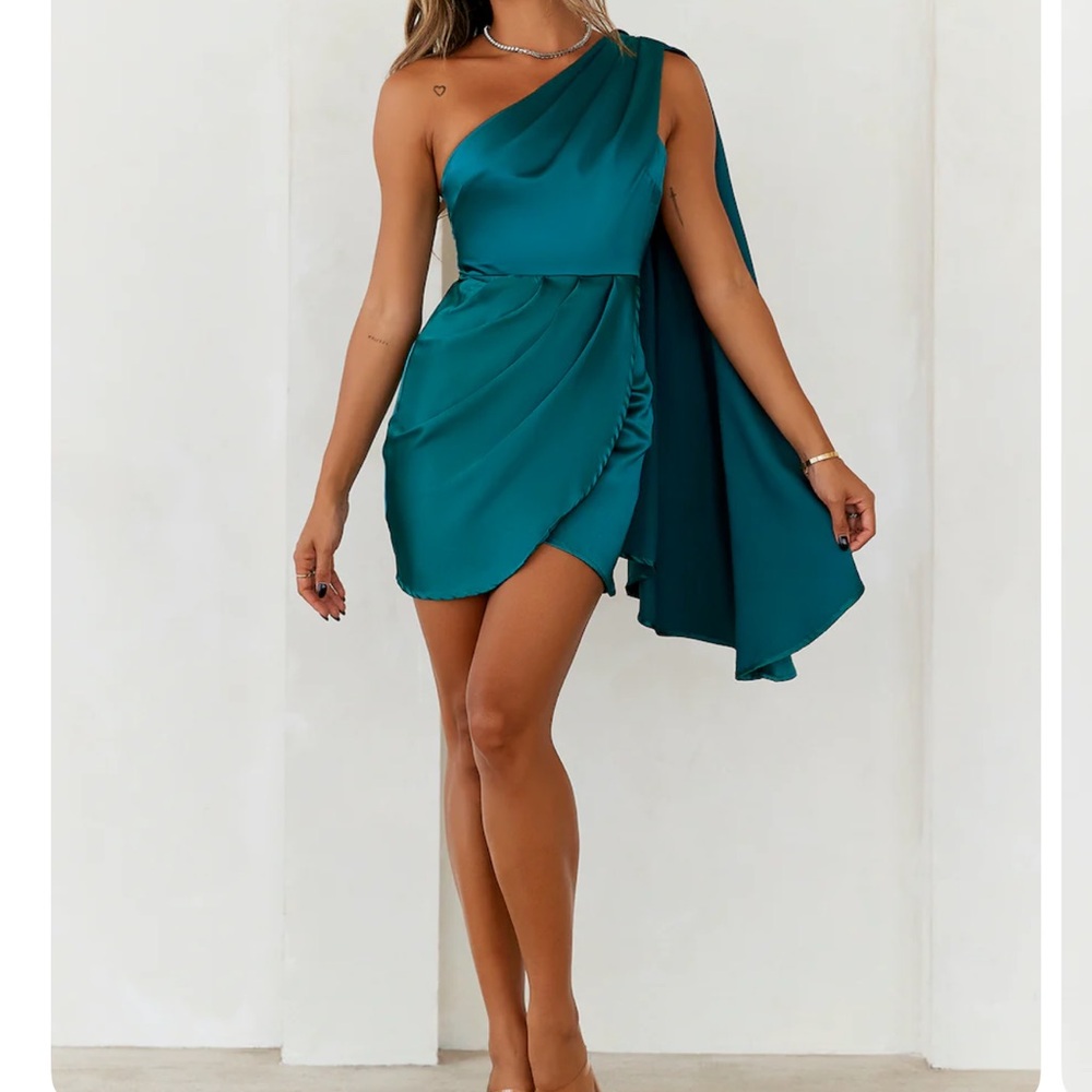 Hello Molly Forest Green Satin Mini Dress